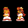 A resprite of Princess Peach (Super Mario). She has red hair and wears a white dress with red details.